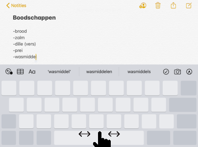 Cursor verplaatsen Cursor verplaatsen